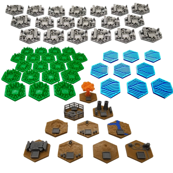 Top Shelf Gamer - Terraforming Mars™ compatible 3D Hex Tiles (set of 55) Supply